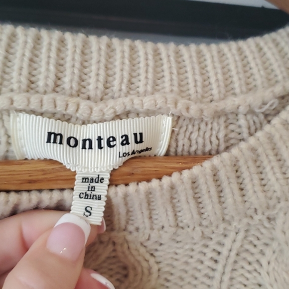 COPY - Monteau Cable Knit Elbow Patch Layered Sweater - Picture 5 of 11